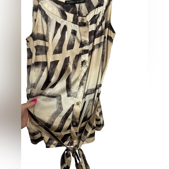 Roberta Scarpa Black Tan Button Front Tie Tank Size 10 - Picture 7 of 7